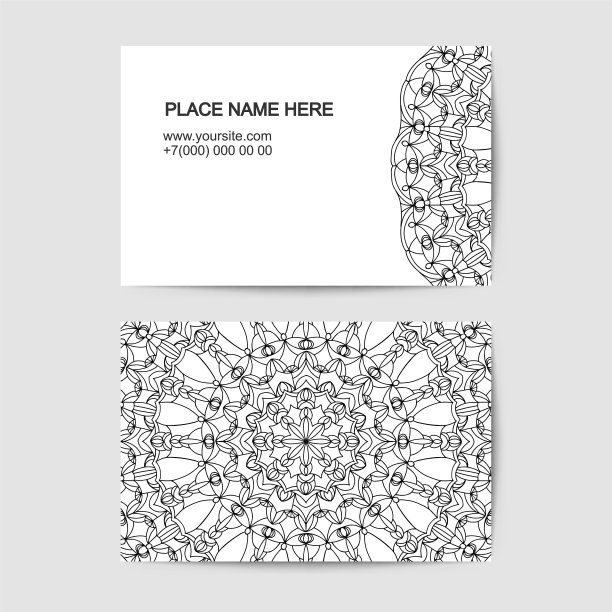 访问带花边矢量图案的卡片模板图片下载