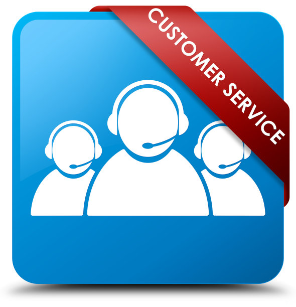 客户服务(团队图标)青蓝方形按钮红丝带在角落图片下载