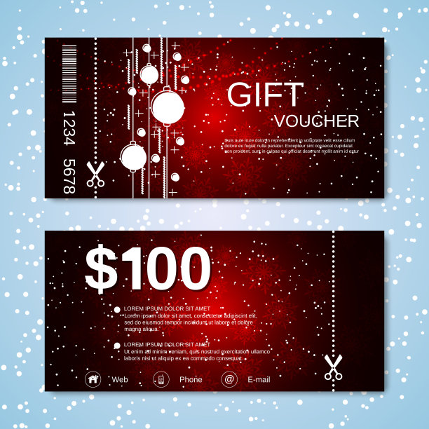 圣诞和新年礼品券矢量模板图片下载