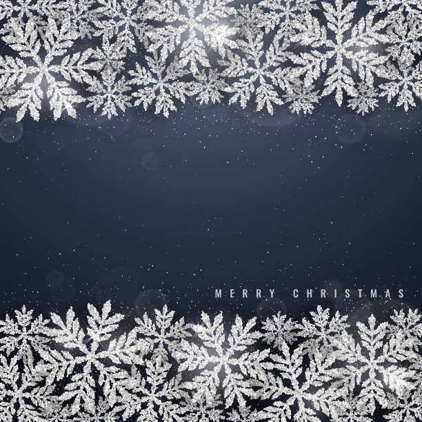 圣诞银光闪闪雪花背景图片下载