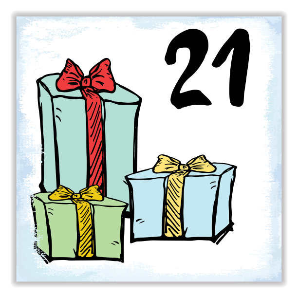 圣诞节出现日历。手绘元素和数字。寒假日历卡片设计，矢量插图图片下载