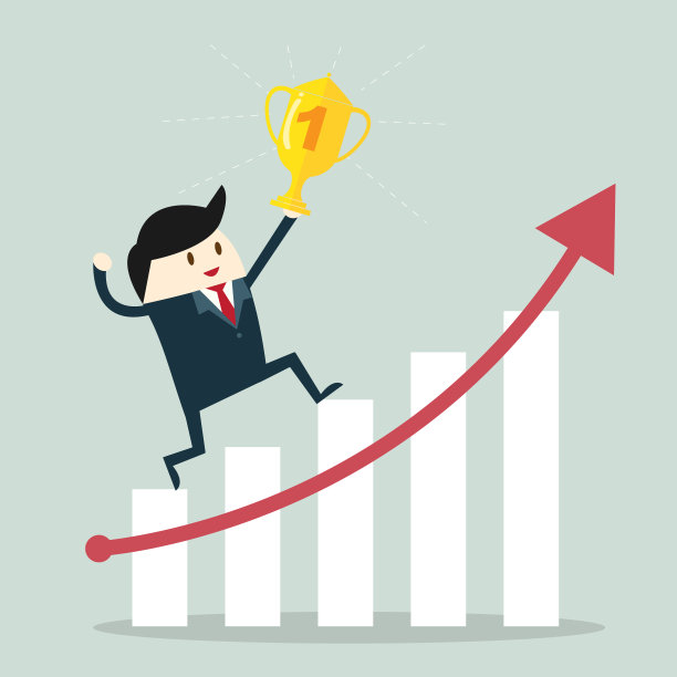 增长概念与营销商业媒体和工具，以红色图表说明。图片下载