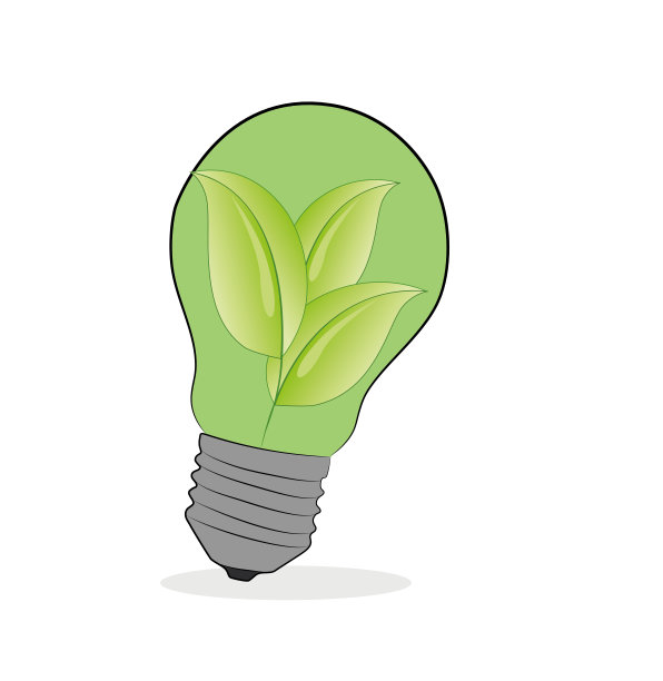 生态标志。在绿色的灯泡发芽的叶子。矢量插图。图片下载