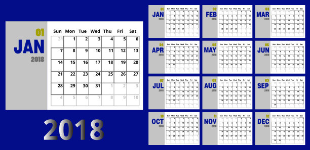 向量日历2018年图片下载