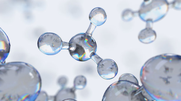 有分子和原子的科学或医学背景。素材图片