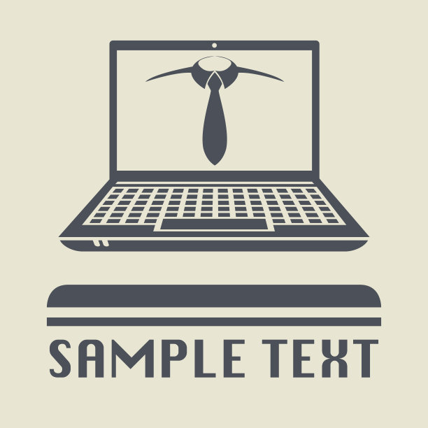 有领带图标或标志的笔记本电脑图片下载