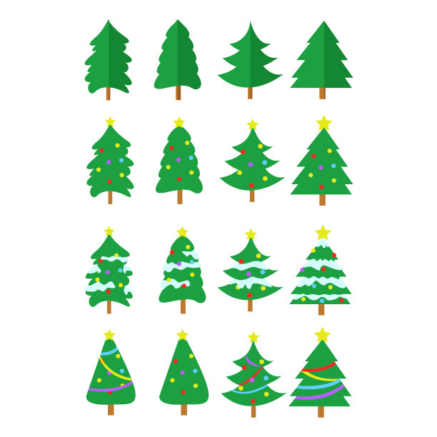 圣诞树向量图形集图片下载