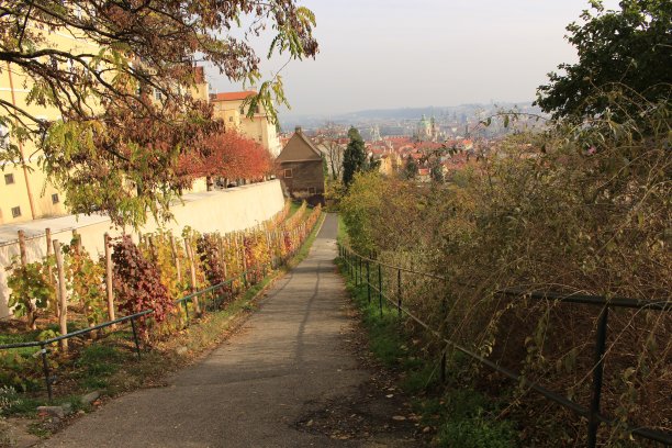 捷克共和国，布拉格的高楼大厦和历史建筑为您呈现缤纷的秋色图片下载