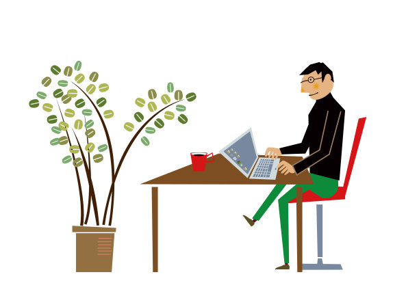 一个男人在工作。剪辑艺术。业务剪贴画。图片下载