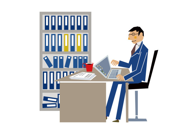 一个男人在工作。剪辑艺术。业务场景。图片下载