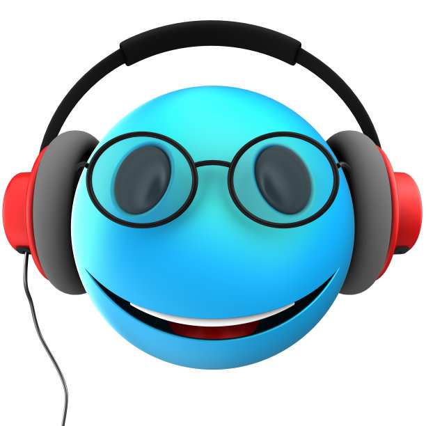 3d蓝色表情微笑图片下载