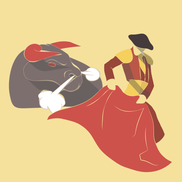 矢量插图长阴影平面图标斗牛图片下载