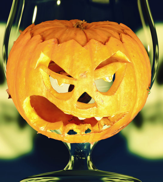 万圣节的南瓜在玻璃里图片下载