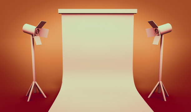 3d渲染摄影工作室与照明设备和背景图片下载