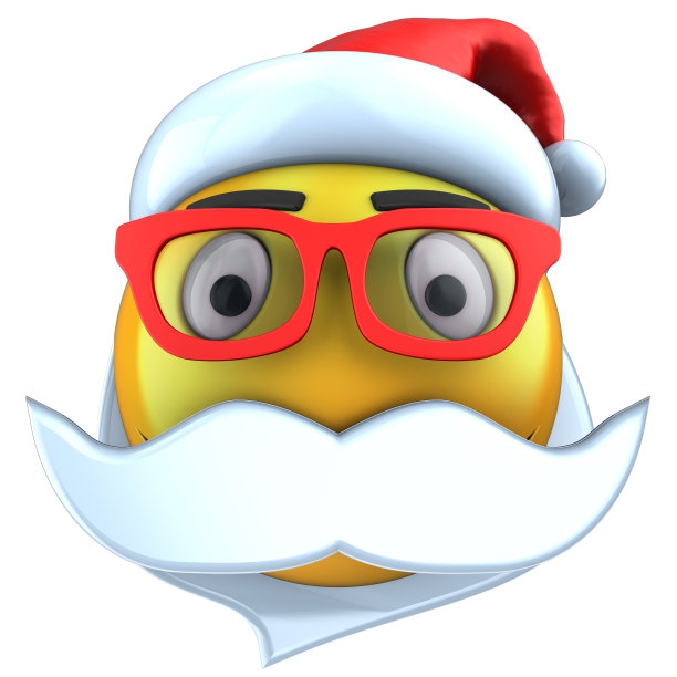 3d黄色表情微笑与圣诞帽图片下载