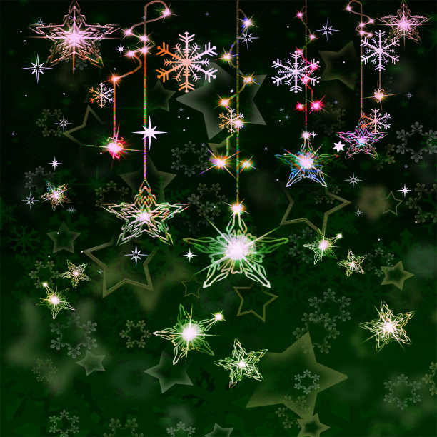 假日背景与星星形状和雪花图片下载