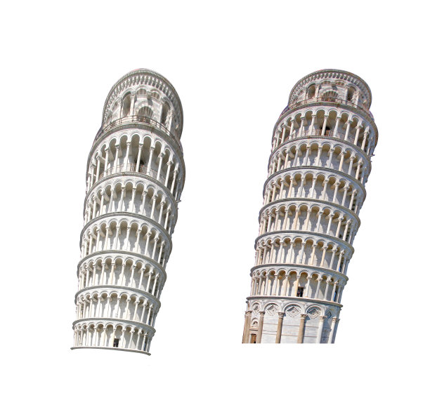 比萨斜塔孤立在白色背景的艺术设计图片下载
