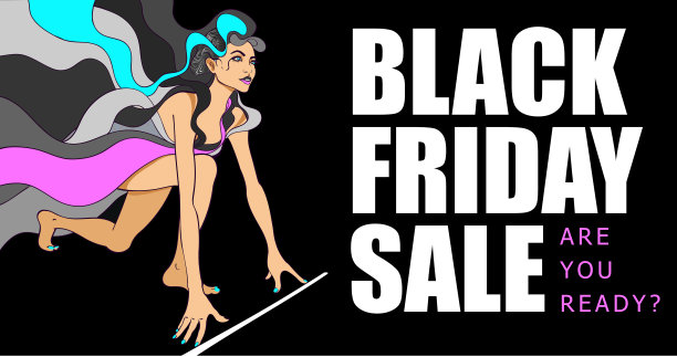 有女孩的黑色星期五促销海报。图片下载