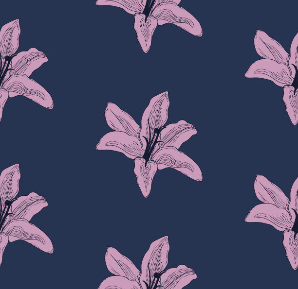 矢量彩色无缝图案与绘制百合图片下载