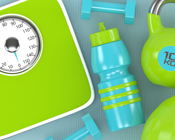 哑铃，缩放，壶铃和健身器的3d渲染图片下载