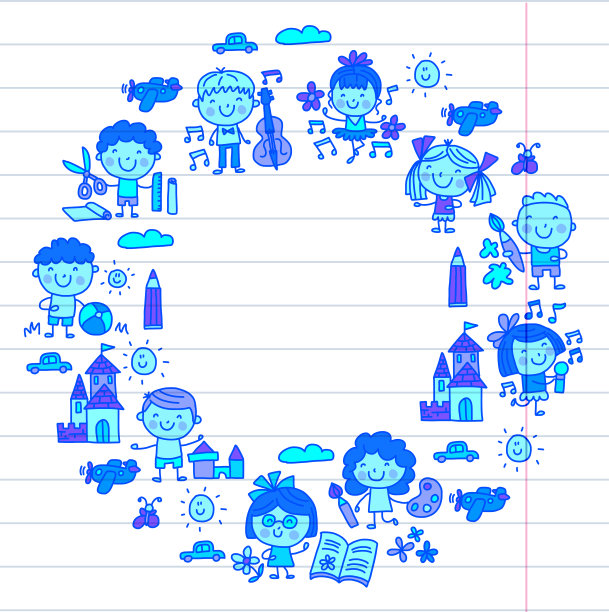 幼儿园教育研究儿童玩耍和成长儿童画图标图片下载