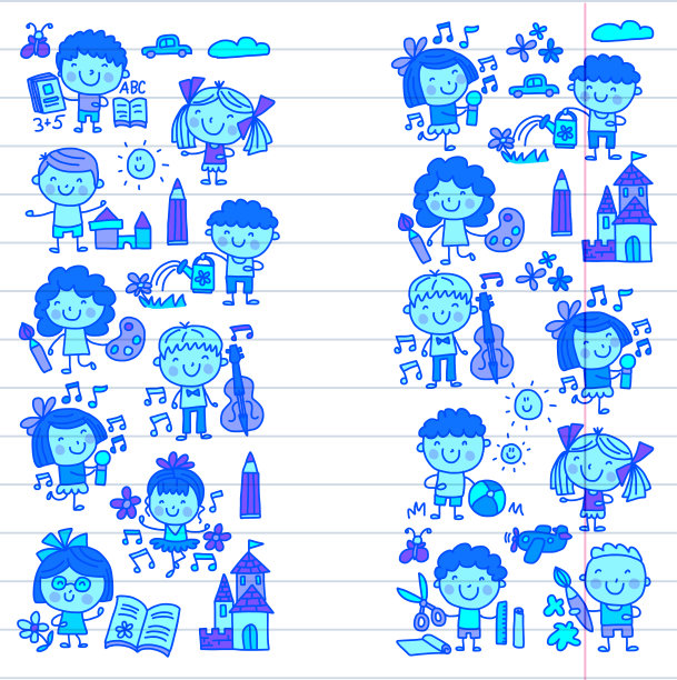 幼儿园教育研究儿童玩耍和成长儿童画图标图片下载