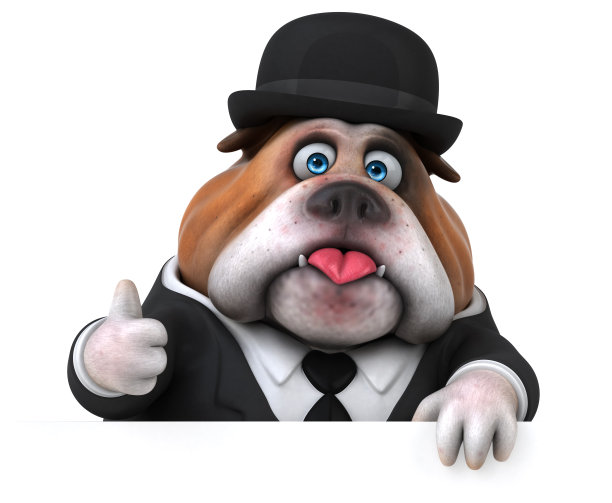 有趣的斗牛犬- 3D插图图片下载