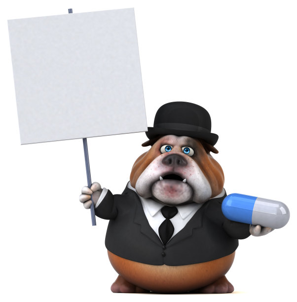 有趣的斗牛犬- 3D插图图片下载