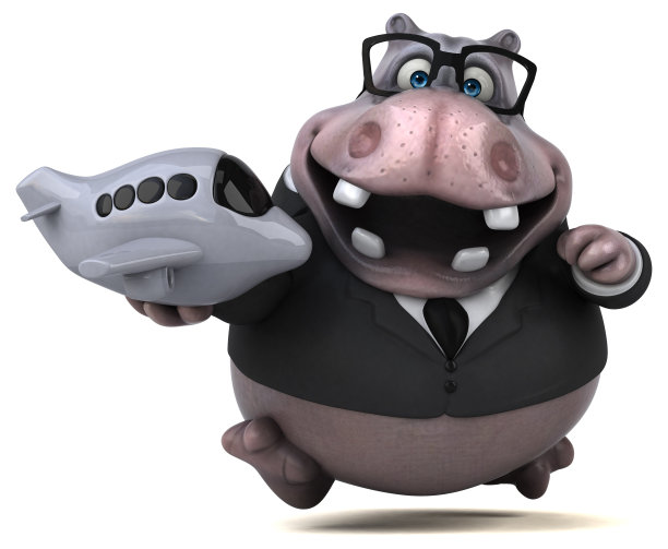 有趣的河马- 3D插图图片下载