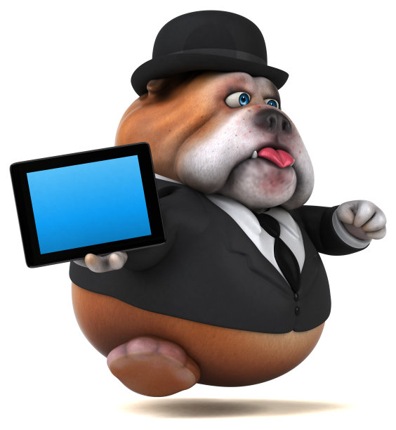 有趣的斗牛犬- 3D插图图片下载