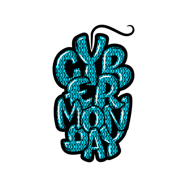 赛伯星期一销售标签。宣传横幅模板与字母组成图片下载