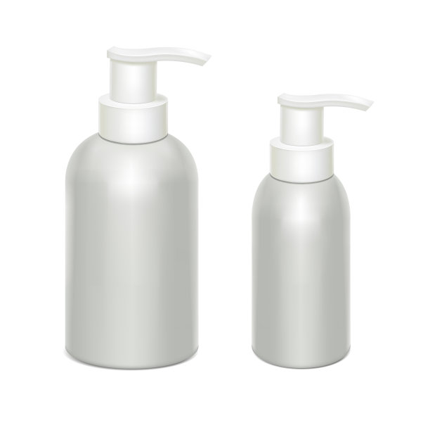 白色瓶子和分配器。空白模型的产品演示。向量孤立的插图图片下载