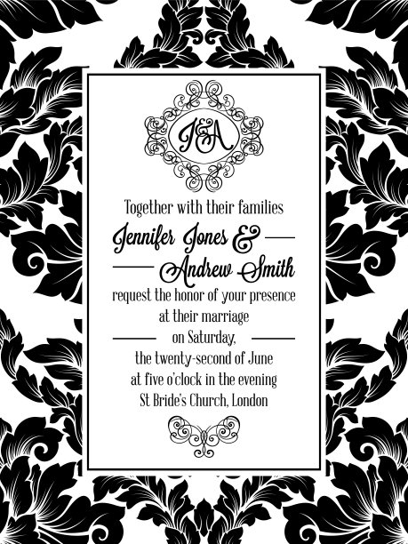 大马士革维多利亚锦图案邀请图片下载