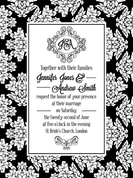 大马士革维多利亚锦图案邀请图片下载