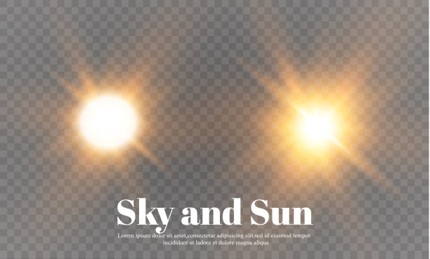 太阳和天空。天气和预报透明的背景。矢量图图片下载