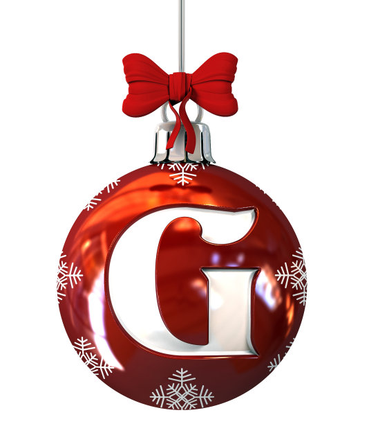 红色圣诞舞会上的字母G图片下载