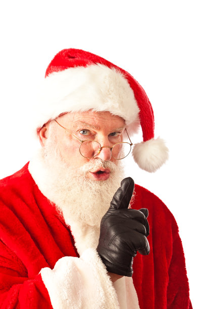 白色背景上神秘安静的圣诞老人图片下载