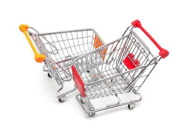 空购物车孤立的白色背景图片下载