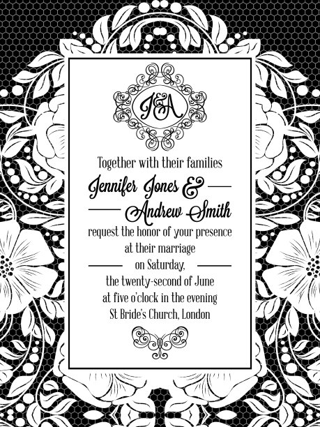 优雅的花卉漩涡，花边图案华丽的框架图片下载