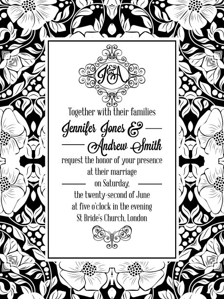 优雅的花卉漩涡，花边图案华丽的框架图片下载