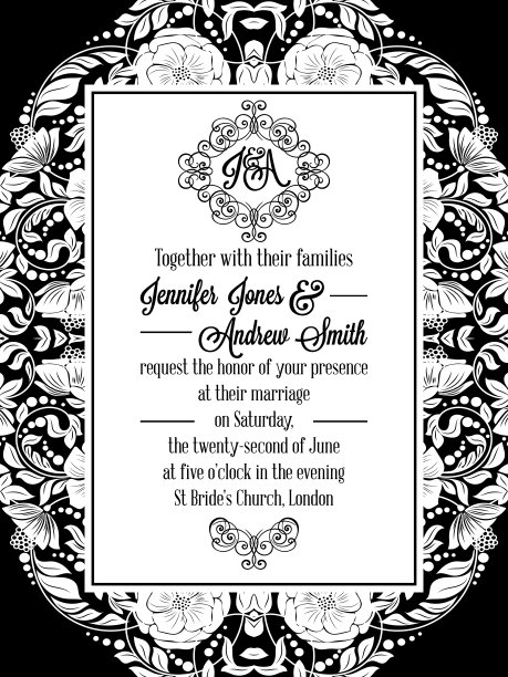 优雅的花卉漩涡，花边图案华丽的框架图片下载