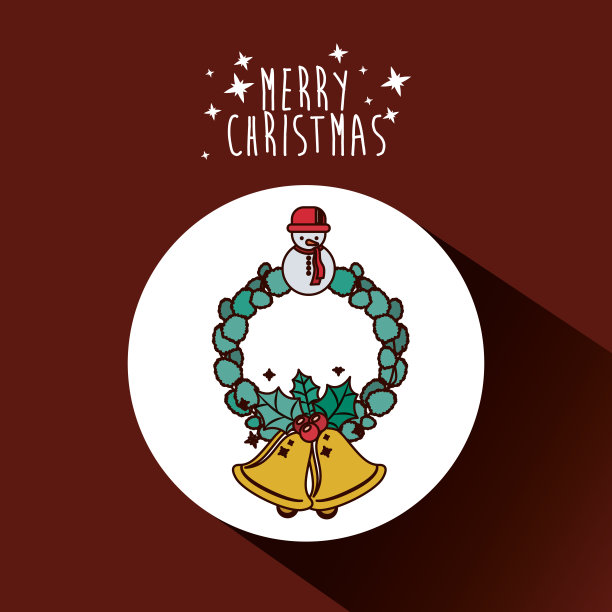 金色的铃铛和圣诞花环设计图片下载