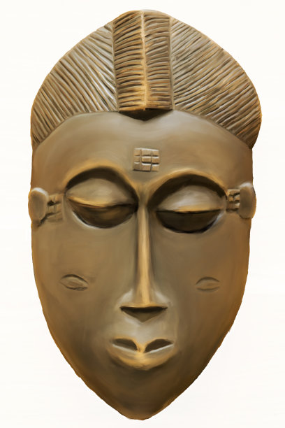 画一个木制的非洲部落仪式面具图片下载