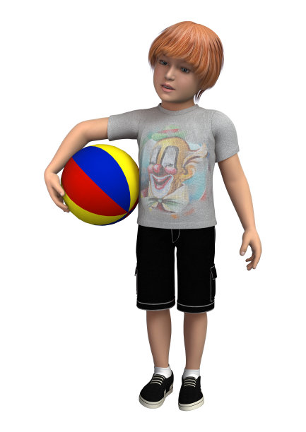 3D渲染小男孩在白色图片下载