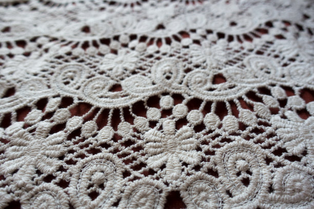 象牙色老式花边织物的特写图片下载