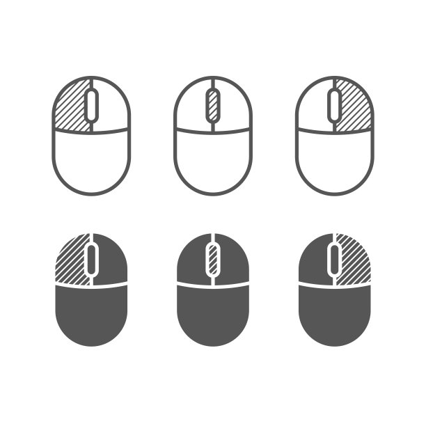 电脑鼠标按钮图标。一种颜色的象征。图片下载