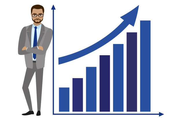 卡通商人和增长图表图片下载