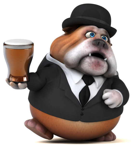 有趣的斗牛犬- 3D插图图片下载