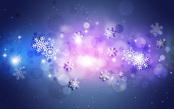 彩色雪景冬季贺卡素材图片