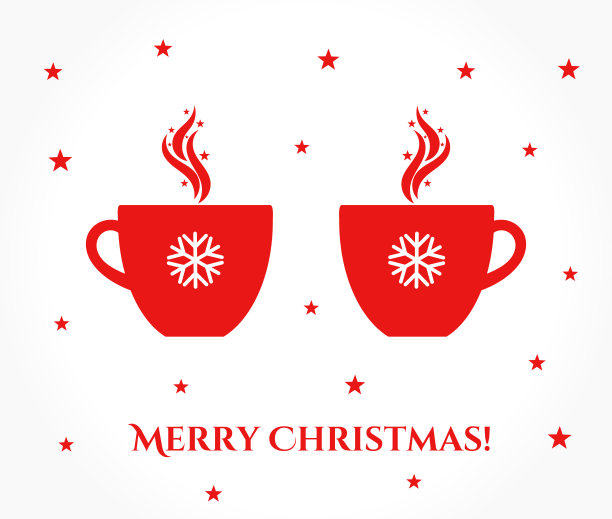 两杯圣诞咖啡或热巧克力图片下载